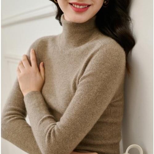 Women Pullover 100% Cashmere Sweater Winter New Turtleneck High Elastic Sweater Female Warm Soft Basic Jumper Solid Slim Tops
