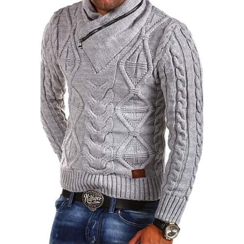 Winter Sweater Mens Knitted Sweater V-Neck Zipper Long-sleeved Pullovers Mens Casual Warm Sweater Plus Size S-3XL