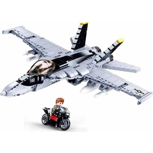 0928 Military F/A-18 Strike Fighter Block Set US Hornet airPlane Model Modern War Building Brick Toys For Children boy gifts