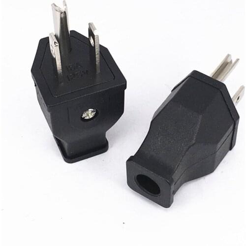 1PC Dismantling american plug adapter 15A 125V Assembly Neme 5-15P plug US plug rewirable Electrical power cable plugs