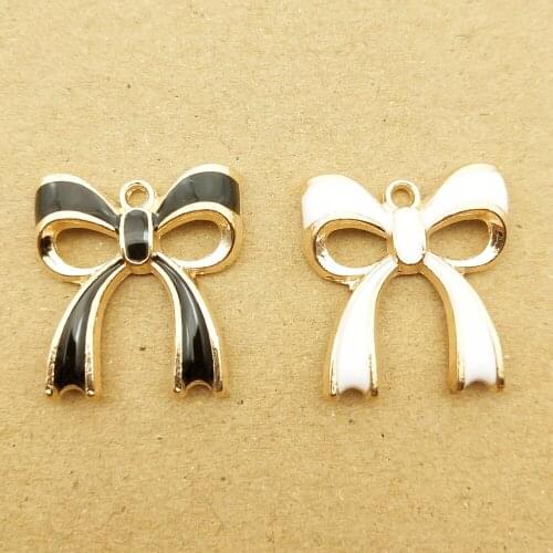 10pcs 17x20mm enamel bowknot charm for jewelry making and crafting fashion earring charm necklace bracelet charm