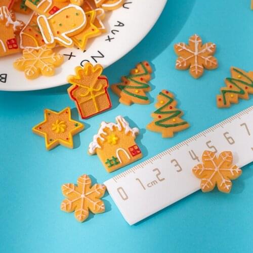 10pcs Mix Resin Simulation Christmas Cookies Snowflake Snowman For Jewelry Making DIY Phonecase Earrings Keychain Accessories