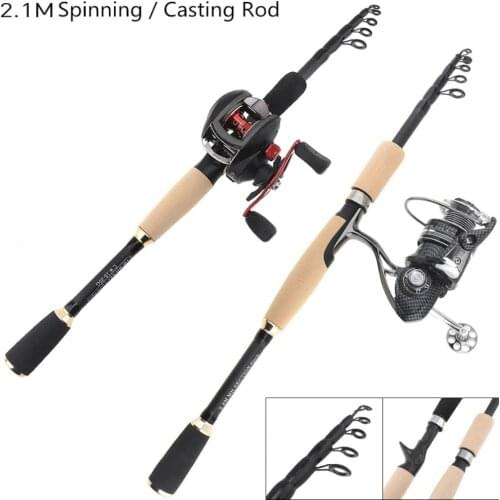 2.1m 6 Section Carbon Fiber Lure Portable Rod Fishing Rod Ultra Light Spinning / Casting Fishing Pole