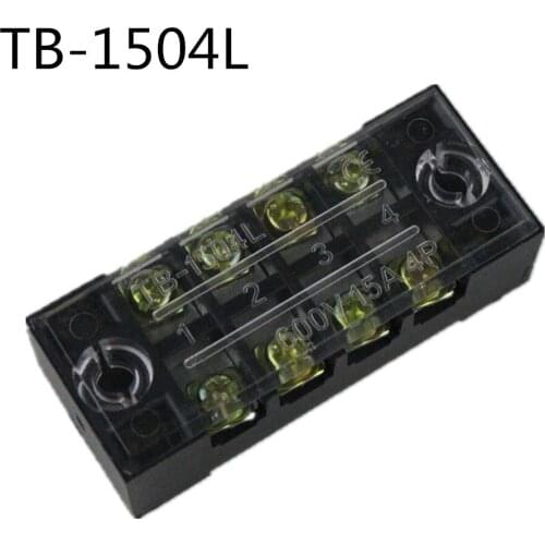5Pcs 600V 15A TB-1504 Panel Mount Fixed Barrier 4 Position Terminal Block Connector
