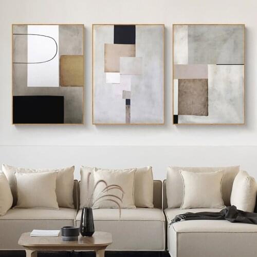 Abstract Geometric Vintage Canvas Paintings Minimalist Poster and Print Wall Art Picture Office Home Decoration No Frame