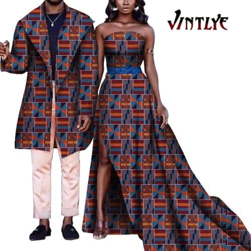 2020 New best-selling African womens dress Bazin Riche mens jacket suit lovers' dress printed jacket wyq575