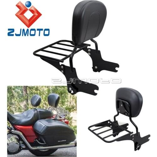Black Sissy Bar Backrest w/ Detachable Luggage Rack For Harley Touring Passenger Backrest FLHR FLHX FLTR FLHTC FLHTP 1997-2008
