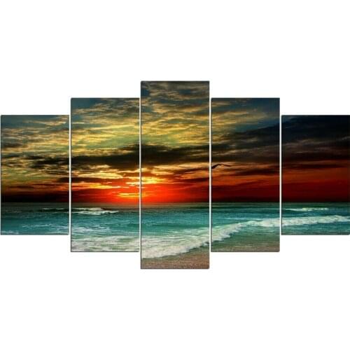 Home Wall Decor Canva Picture Art Blue Water Sea Sunset Beach HD Print Painting On Canvas for Living Room Unframe