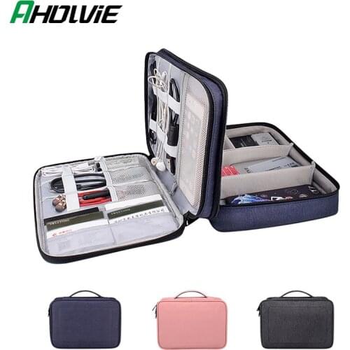 Double Layer Multi function Organizer Case for Headphone Storage Bag Digital Portable Large Accessories Cable USB Management Box