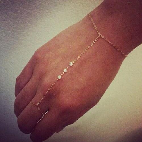 European and American fashion accessories vogue contracted 3 water drill to connect finger chain