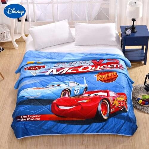 Blue Disney Cartoon McQueen Cars Printing Summer Quilts Comforter Boys Bed Bedspread Single Twin Full Queen Size Soft Childrens