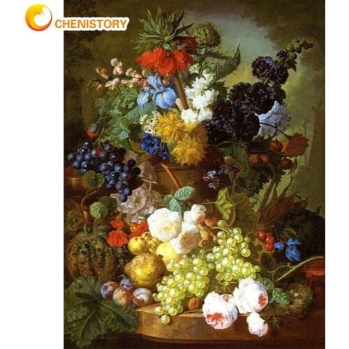 CHENISTORY DIY Diamond Painting Classical Vase Full Square Round Daimond Mosaic Fruit Diamond Embroidery Cross Stitch Home Home