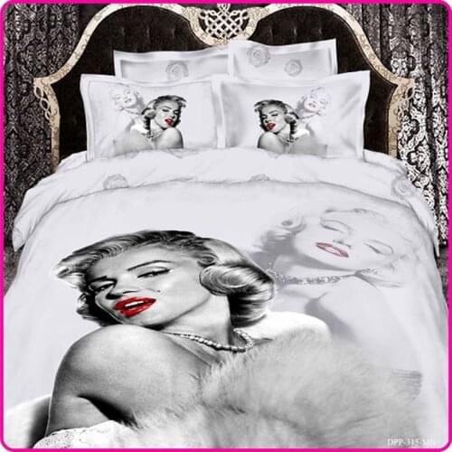 Oil Painting 3D Marilyn Monroe 4PCS Bedding Set Bed Sheet Linen Cotton Bedspread Duvet/Quilt Cover Set King Queen Size