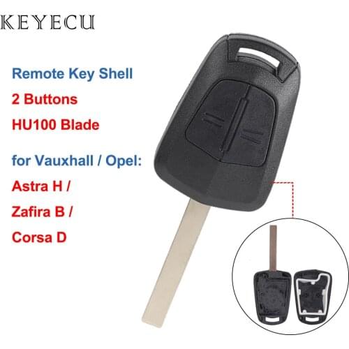 Keyecu Car Remote Key Shell Case Fob 2 Button for Opel Vauxhall Astra H,Zafira B 2005 2006 07 08 2009,Corsa D, with HU100 Blade
