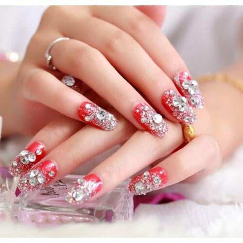 Hot 24pcs / set of nails to complete the bride professional photography cute false nail Z001