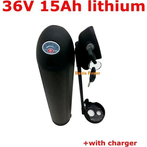 Li-ion bateria 18650 36V 15Ah lithium battery black Water bottle battery for 36v 500w ebike Rear rack battery with Charger+BMS