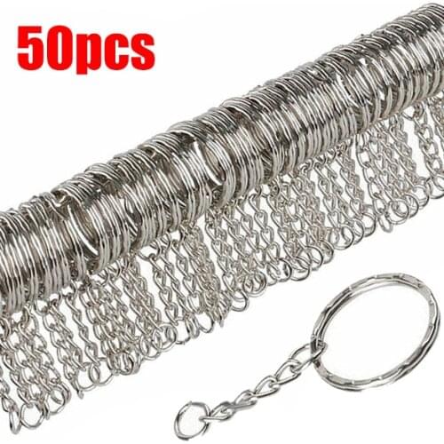 Metal Keychains with Split Ring Link Chains Car Key Rings Keyfob Car Pendants ornaments Holder Rings DIY Chain Keyring Wholesale