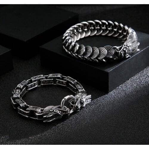 Fashion Domineering Titanium Steel Faucet Jewelry Men Retro Trendy Man Casting Stainless Steel Dragon Bracelet