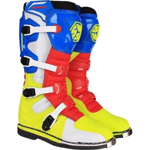 SCOYCO racing motocross boots high level motorcycle boots men CE riding knee high boots Stitched- compound rubber grip outsole