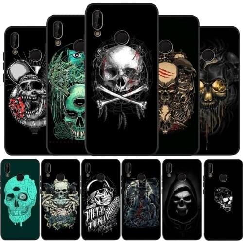 Satanic scary skull Black Silicone Soft Phone Case For Huawei 40 30 20 10 9 Lite Pro P smart 2019 Y6 Y6 Prime2019 Y9 2018