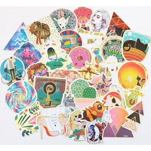 9 Styles Cartoon Graffiti Stickers Small Fresh Outdoor Hot Stamping Sticker For Laptop Case Laptop Skateboard Luggage Guitar F3