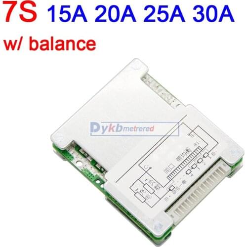 7S 6S 24V 30A 25A 20A 15A Li-ion lithium battery protection board BMS PCM 18650 Liion With balance electric bike 3S 4S 12V 3.7V