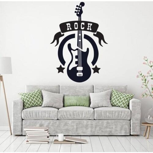 Rock Club Guitar instruments Wall Decal Music fans wall art decor sticker removeable DIY vinyl decal living room decoration G894