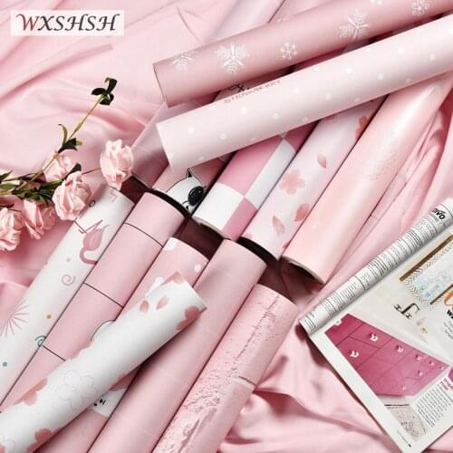Pink Wallpaper Water-Proof Self-Adhesive Home Decoration Cute Girl Bedroom Childrens Room Dormitory Retrofit Living Room Decor