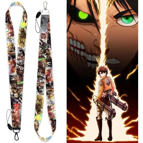 Anime Attack on Titan Lanyard Neck Strap Rope For Mobile Cell Phone ID Card Badge Holder With Keychain Keyring Gift