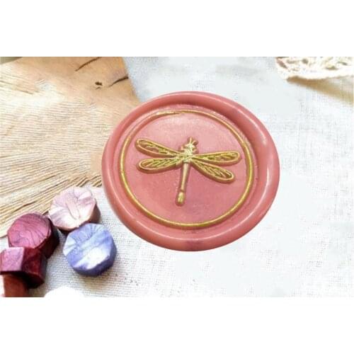 Dragonfly wax seal stamp- cute dragonfly seals wax kit-Custom wax seal stamp wedding wax sealing wood paper box set