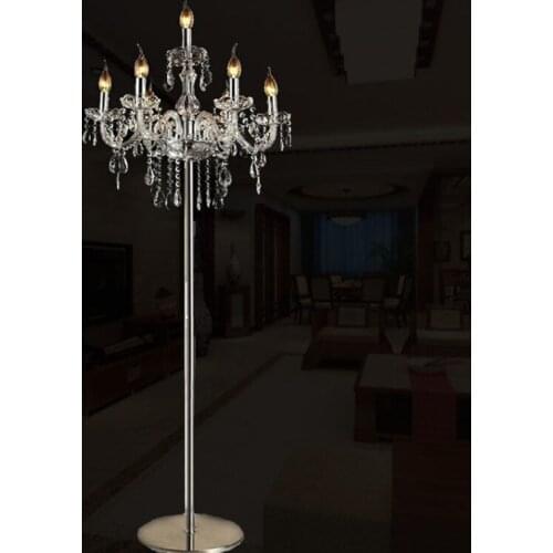 Modern Crystal Floor Lamp For Living Room Restaurant Wedding Decor Classic Desk Lamp Floor E14 Candle Stand Lamp Fixtures