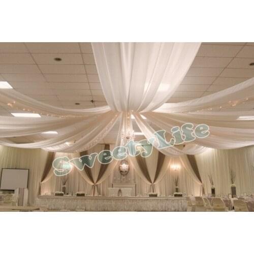 Wedding 10 pieces Ceiling Drape Canopy Drapery for decoration wedding fabric 0.7m*14m per piece Roof polyester knitted fabric