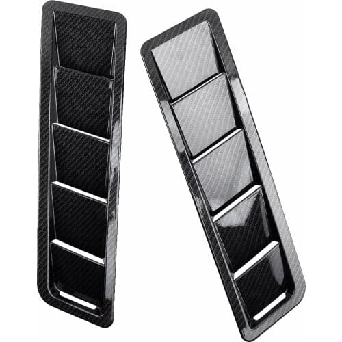 Universal 2pcs Car Engine Hood Vent Louver Scoop Air Flow Intake Cooling Panel Trim Carbon Fiber Style