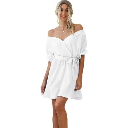 Womens clothing 2021 light Casual dresses White black V-neck waistband casual tie sexy dress korean fashion kawaii clothes