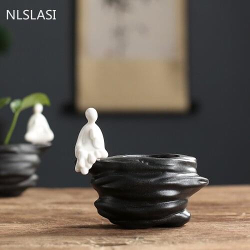 1PCS Ceramic Tea pet Ornaments tea Figurine Desktop flower pot hydroponic plant Home decoration Tea Accessories Crafts