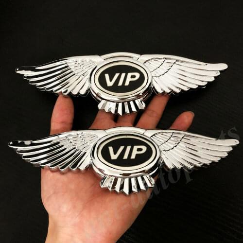 2pcs Metal Luxury VIP Logo Wings Car Bonnet Hood Emblem Badge Decal Sticker JDM