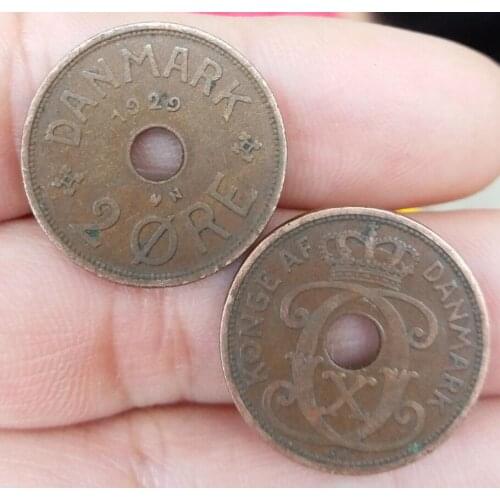 21.5mm Denmark 2 ore coins EU edition Europe Old original infrequent coin Commemorative edition 100% real