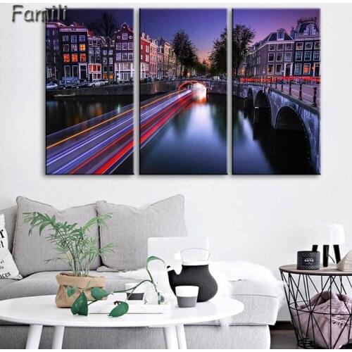 3pcs Home Decor Pictures nordic decoration Netherlands Architecture Canvas Painting Wall Decor Canvas Art Wall canvas for Living