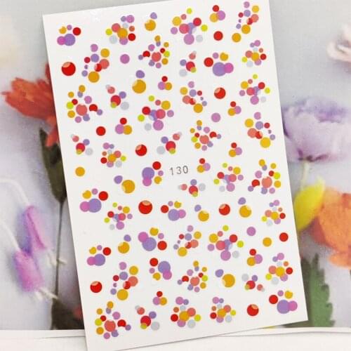 3D Nail Stickers Summer Design Nail Foil Color Graffiti Ball Pattern Fashion Glue Sticker for Manicure Cute Nail Art Decoration