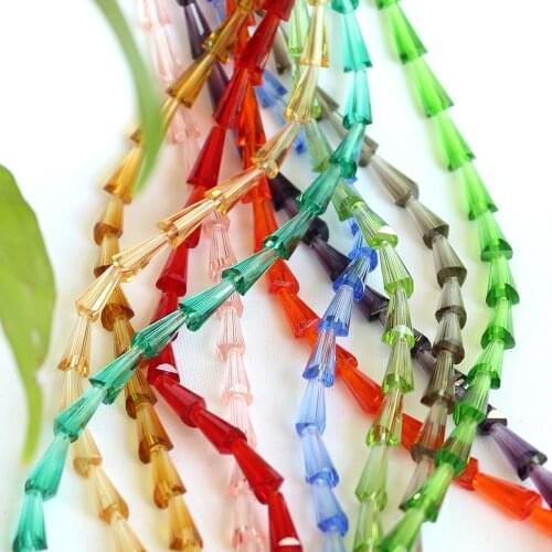 ZHUBI 6*12MM 50PCS Faceted Tower Glass Bugle Beads Charms Crystal Beads for Jewelry Making Wholesale Lots Bulk Women Accessories