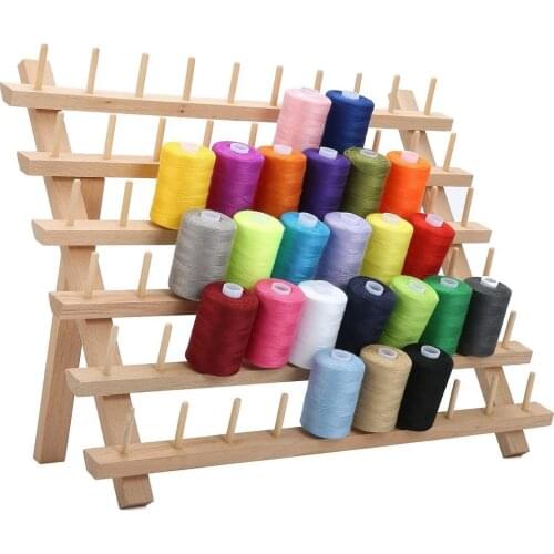 60 Spools Sewing Tool Thread Rack Wood Organizer Foldable Thread Stand Rack Holds Organizer Wall Mount Sewing Storage Holder