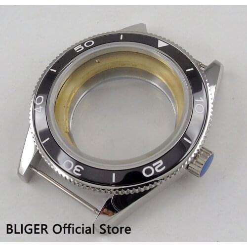 Sapphire Crystal BLIGER 41MM Full Stainless Steel Watch Case Black Ceramic Bezel Fit For ETA 2836 Automatic Movement C79