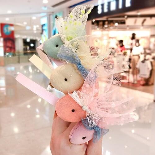 New Children Cute Candy Cotton Lace Rabbit Bird Bow Hairbands Headbands Girls Lovely Rubber Hair Hoop Kid Sweet Hair Accessories