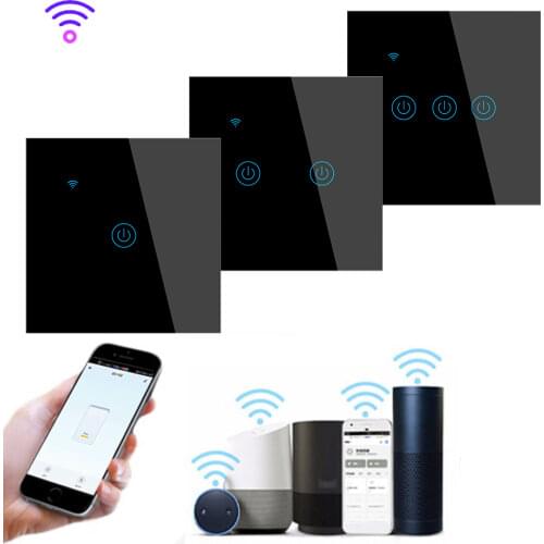 DS-101 Wifi Smart Bulb Switch 4 Gangs 10A Toughened Glass Panel, Support Voice Control, APP Intelligent Remote Control