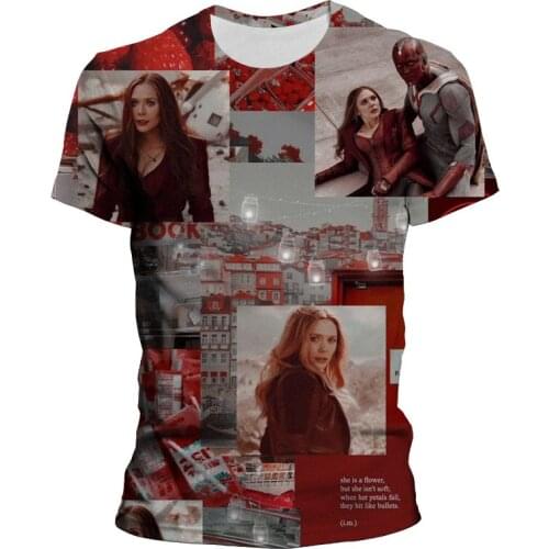 Scarlet Witch T-shirts Man Summer Marvel 3D Print Oversized Women Clothing Short Sleeve Harajuku Style Boy Girl Kids T Shirt