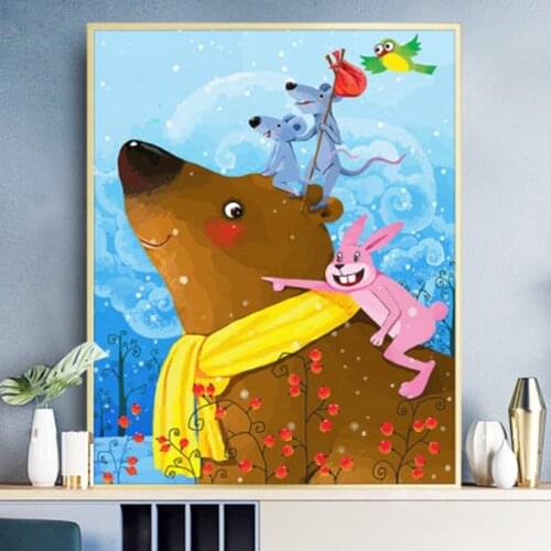 Painting By Numbers Animals bear 50x40cm Pictures Oil Painting By Numbers Set Gift Coloring By Numbers Canvas Wall Set