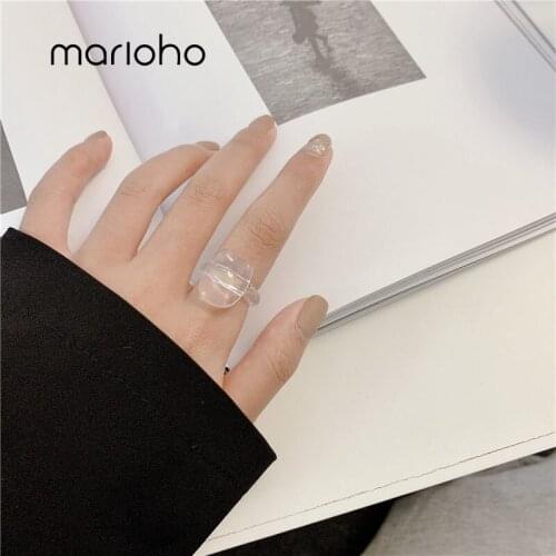 Marioho Fashion Trend Ice Cube Resin Transparent Ring Cold Wind Wild Index Finger Ring Female Party Banquet Jewelry Gift