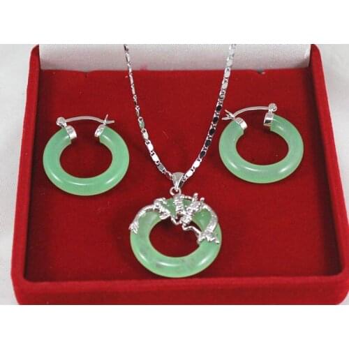 Beautiful Green Red Purple Black Blue Anulus Natural stone Dragon Pendant & Earrings