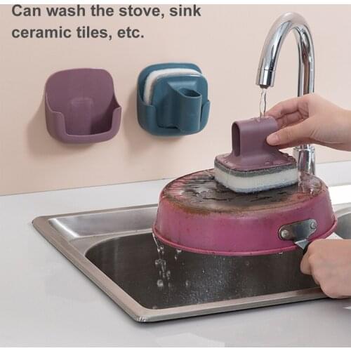 Kitchen Sponge Draining Pot Cleaning Brush Handle Pot Sponge Kitchen Cleaning Brush Tool