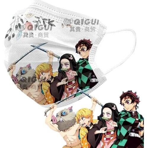 Demon Slayer Cosplay Tanjirou Masks Adults Childrens Cute Anime Printed Masks Party Cosplay Masques Halloween Face Accessorie